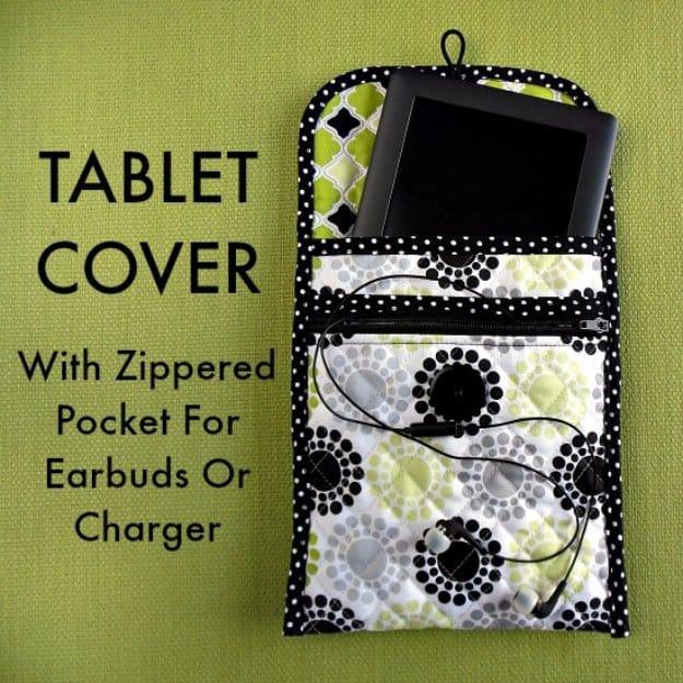 DIY Sewing Gift Ideas for Adults and Kids, Teens, Women, Men and Baby - Sew a Quilted Tablet Cover With Zippered Pocket - Cute and Easy DIY Sewing Projects Make Awesome Presents fo