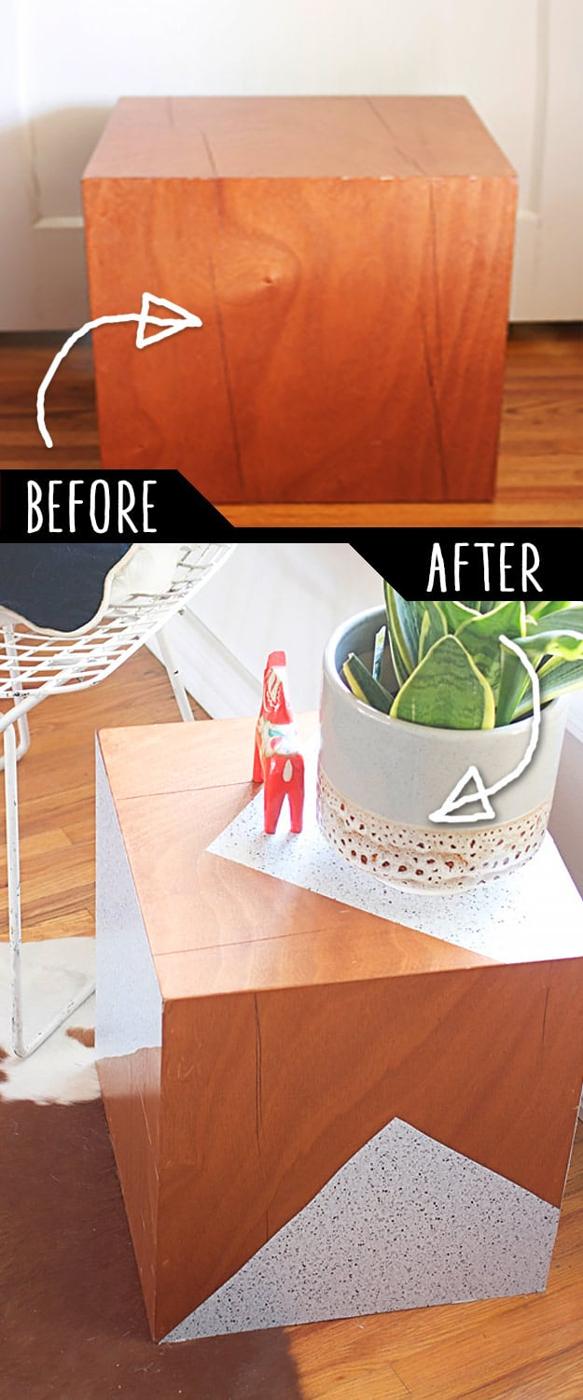 Revamped Geometric Side Table, a furniture makeover idea worth trying this season and one of the best picks on this list