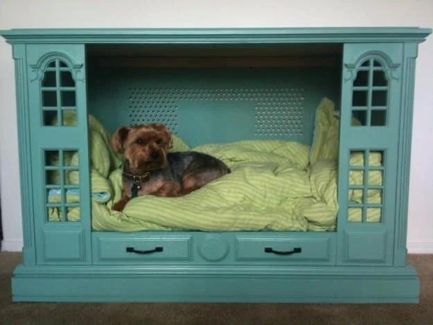 Upcycled Console to Dog Bed, gentle on the wallet even making a matching pair and a statement worth the extra effort