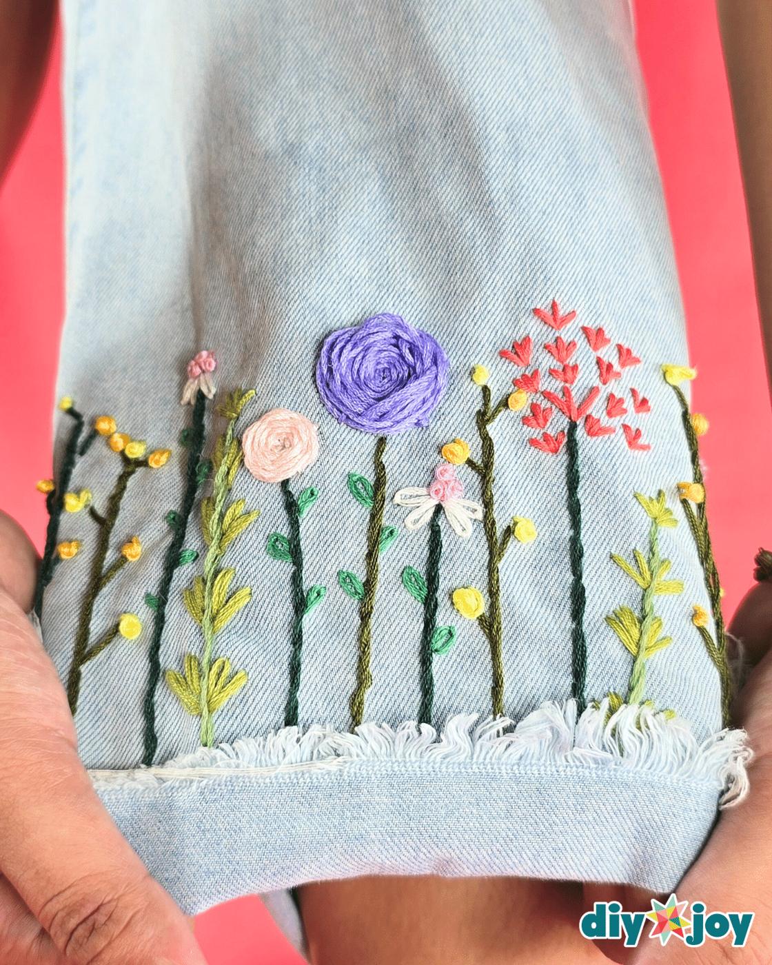 Floral Embroidery For Jeans Leg — floral embroidery denim for beginners