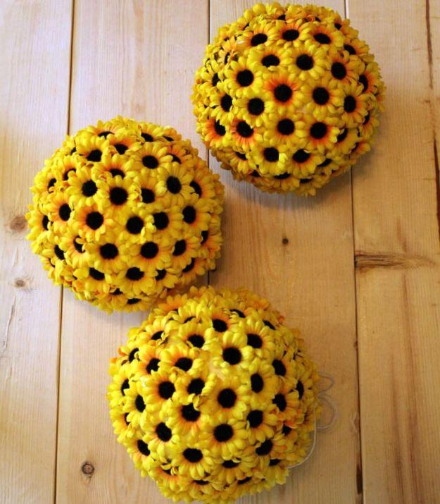 DIY Hanging Sunflower Balls, a thoughtful DIY that saves real money on decor and worth a second look
