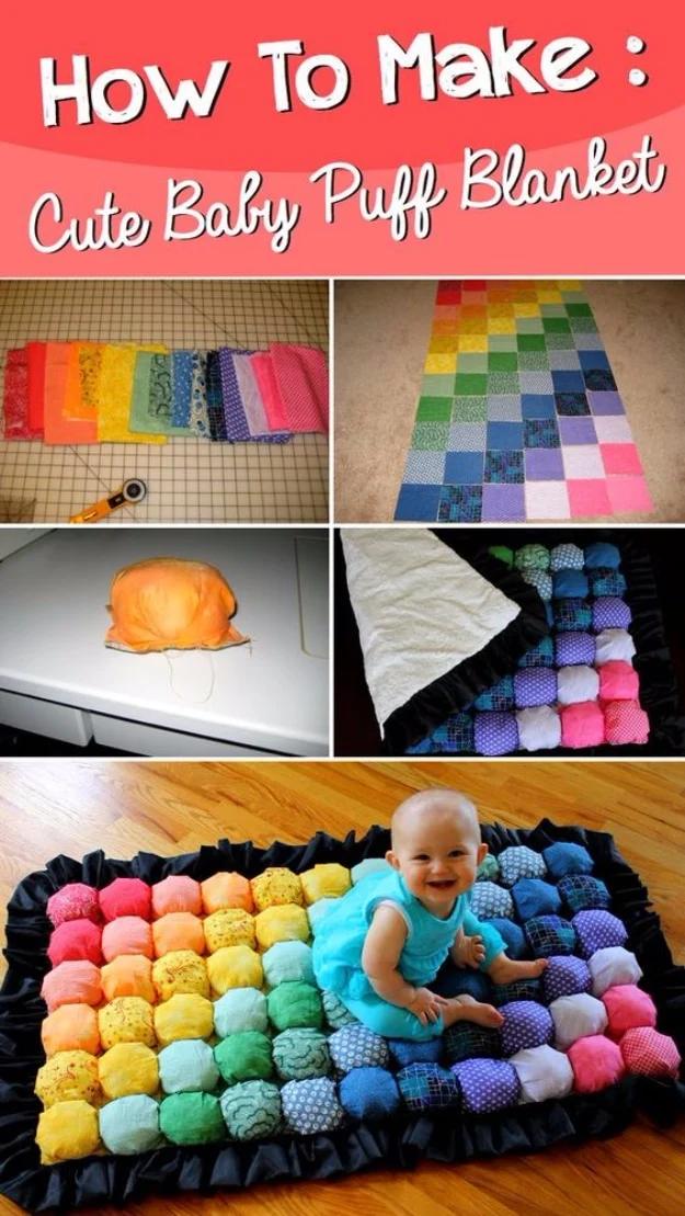 Super Cute Baby Puff Blanket, great for a first time gift maker to attempt and easy to make your own