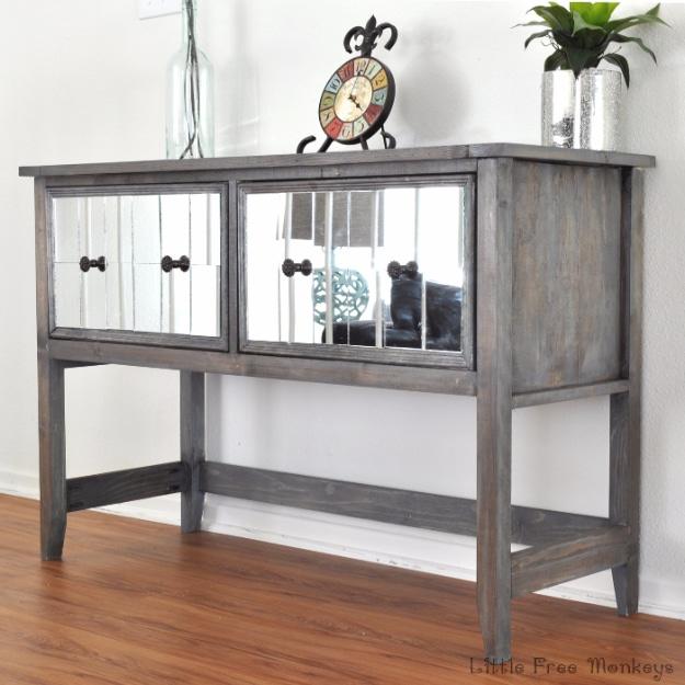 DIY Mirrored Console Table, forgiving enough to redo without wasting materials and a look that beats anything from a store