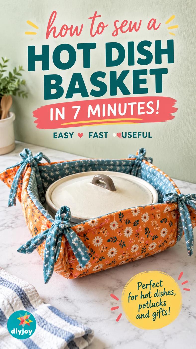 How to Sew a Hot Dish Basket - fabric casserole carrier holding a covered dish