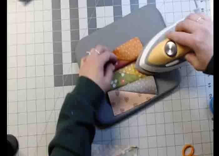 Pressing the mug rug before quilting