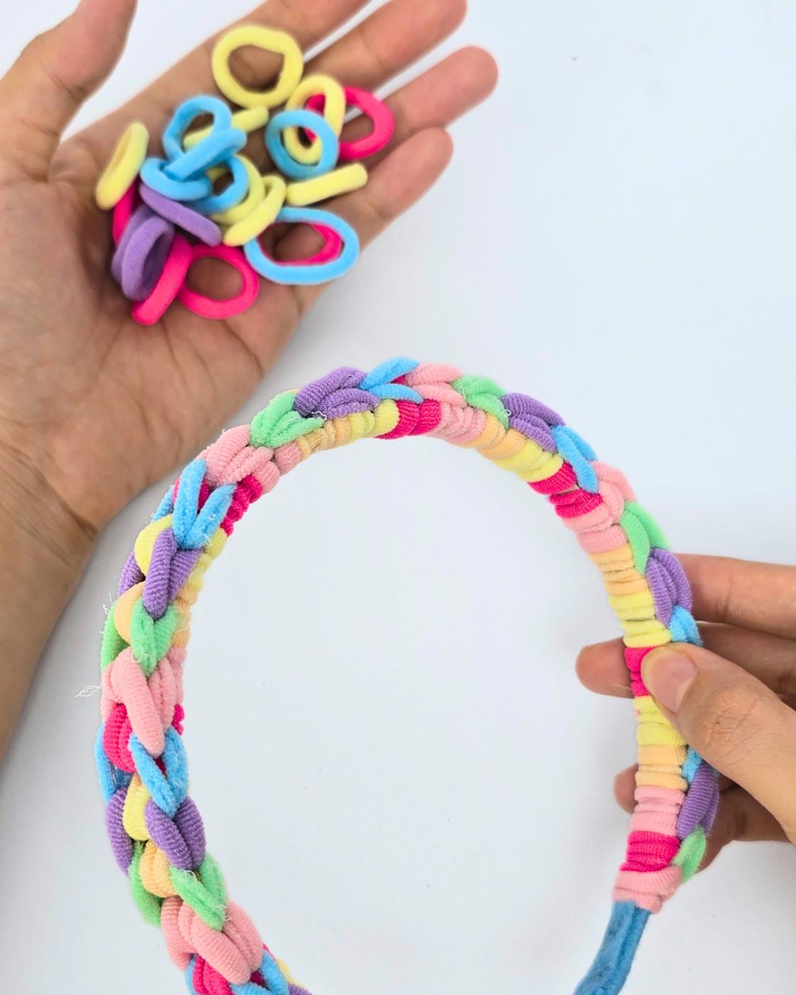 Homemade Woven Hair Tie Headband — how to make a woven headband