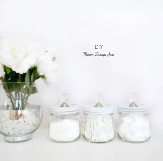 DIY Mason Storage Jars, a simple project that clears clutter fast and a budget friendly build using basic supplies
