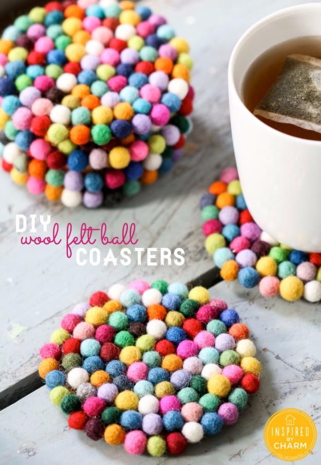 DIY Wool Felt Ball Coasters, a handmade tabletop find, easy to scale up for a full batch and a keepsake worth handing down