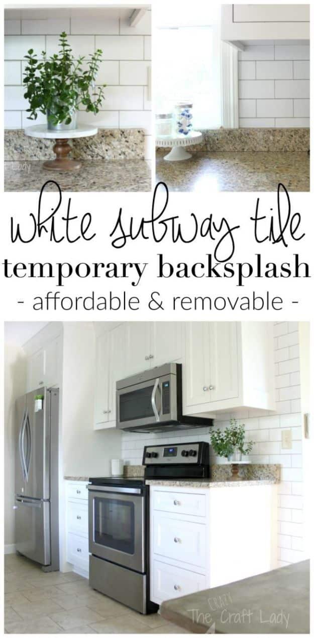 White Subway Tile Temporary Backsplash, a favorite pick from this roundup and an idea worth saving for later