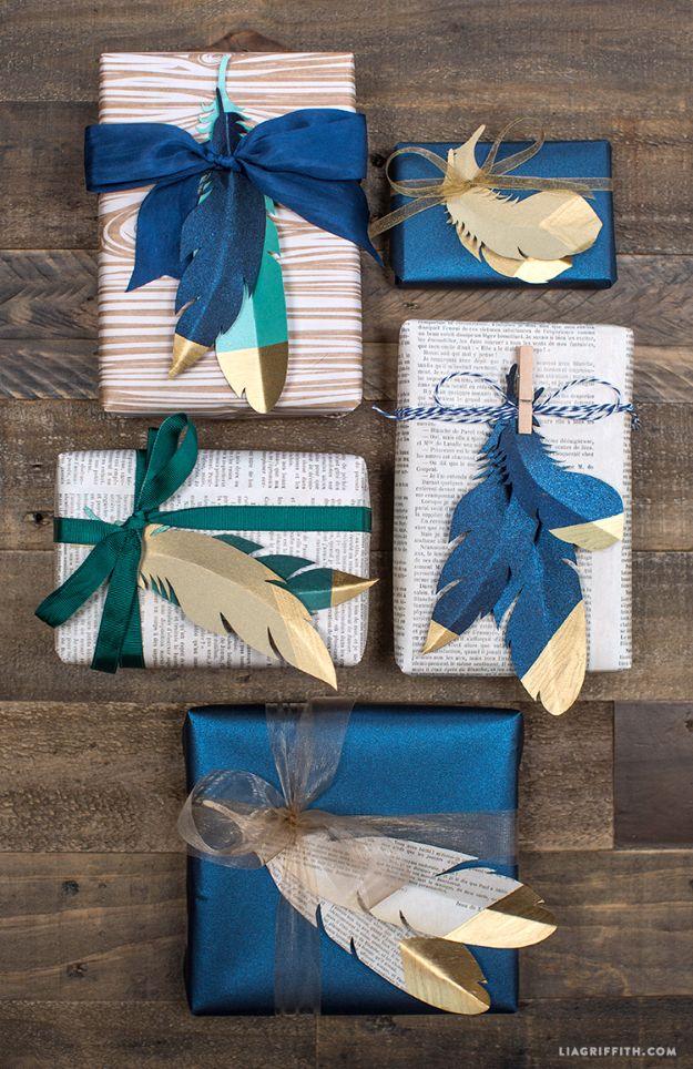 Gold Tipped Paper Feathers, easy to personalize for whoever it is going to and a keepsake the recipient holds onto for years