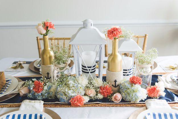 DIY Nautical Wedding Centerpiece, a sweet handmade detail guests always notice and a nice change of pace
