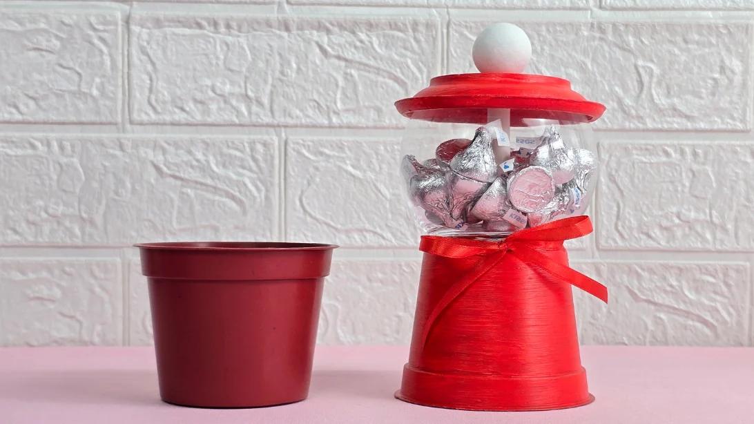 Flower Pot Candy Jar, no special skills needed to pull this together and the present that gets opened before anything else