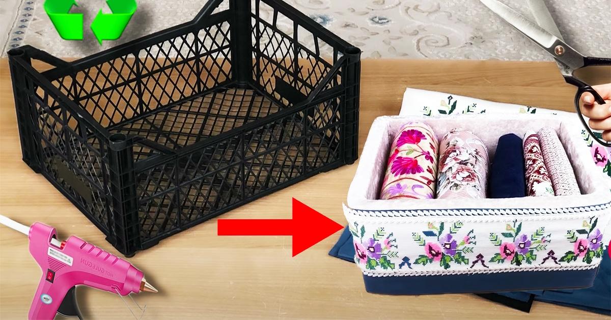 DIY Organizer Box Made With Plastic Vegetable Crates