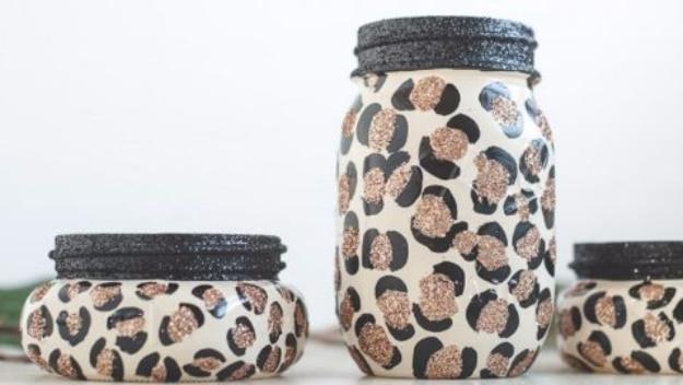 DIY Leopard Mason Jar, easy to scale from a single one to a dozen and a gift that says more thought went into it than it took