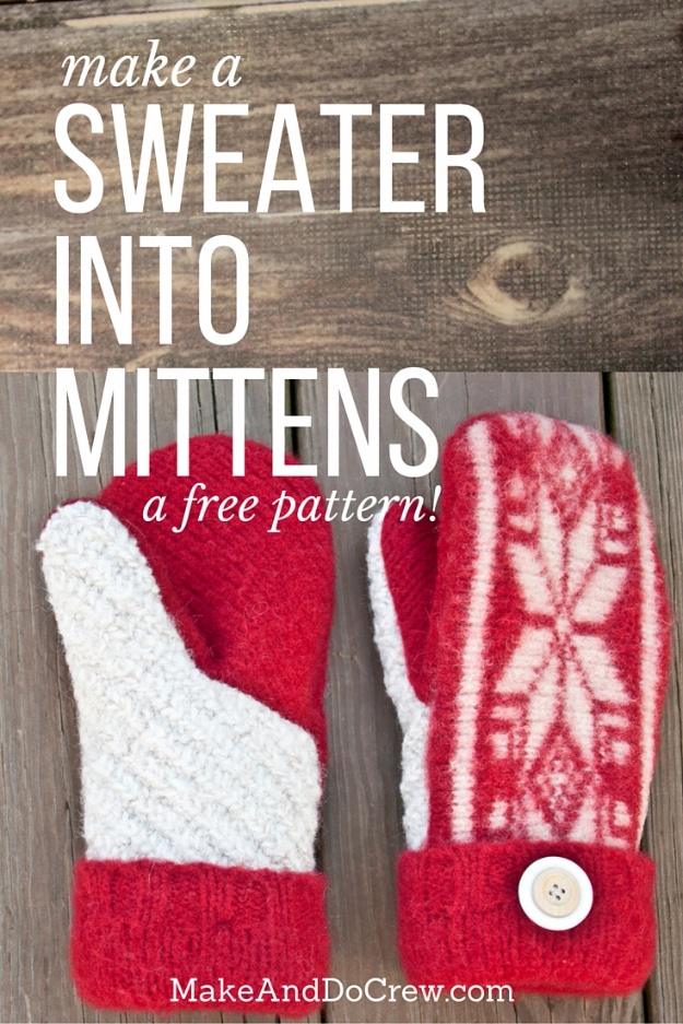 Mittens Out Of Sweaters, a fun family craft for a snowed in afternoon and a simple DIY that smells like the holidays