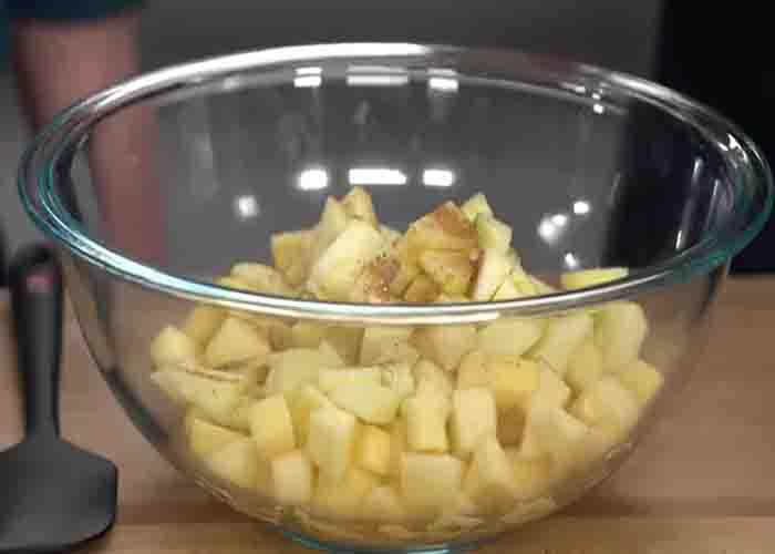 coating the apples with sugar