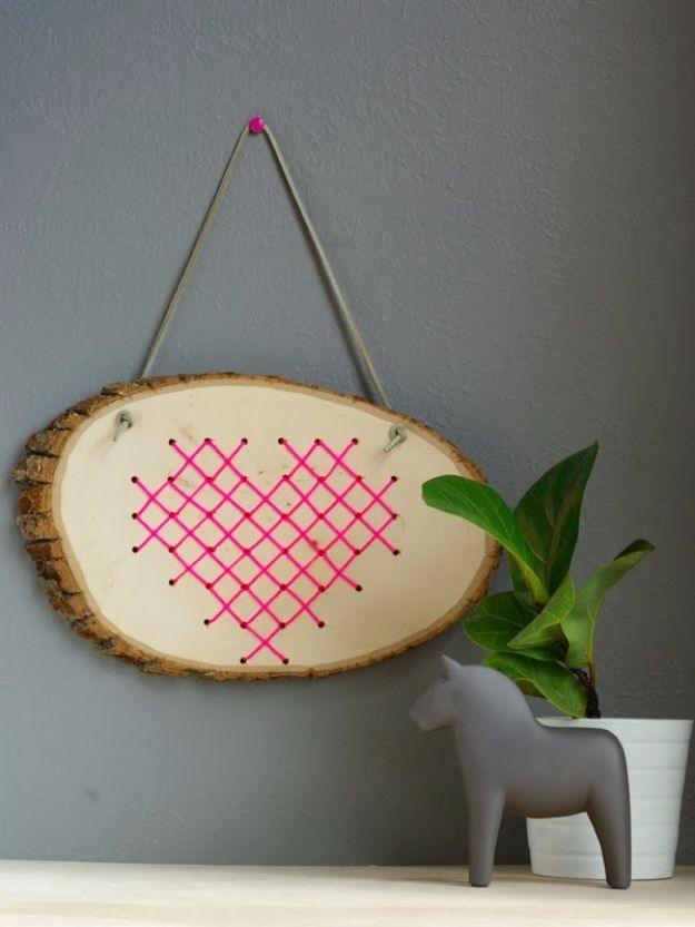 Cross Stitch Heart In Wood, a project that comes together in an afternoon and a simple weekend project