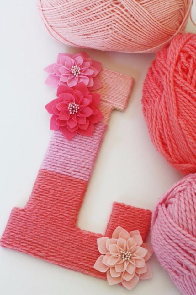 Yarn Wrapped Ombre Monogrammed Letter, a cozy handmade piece for the home and an easy project for a beginner crafter