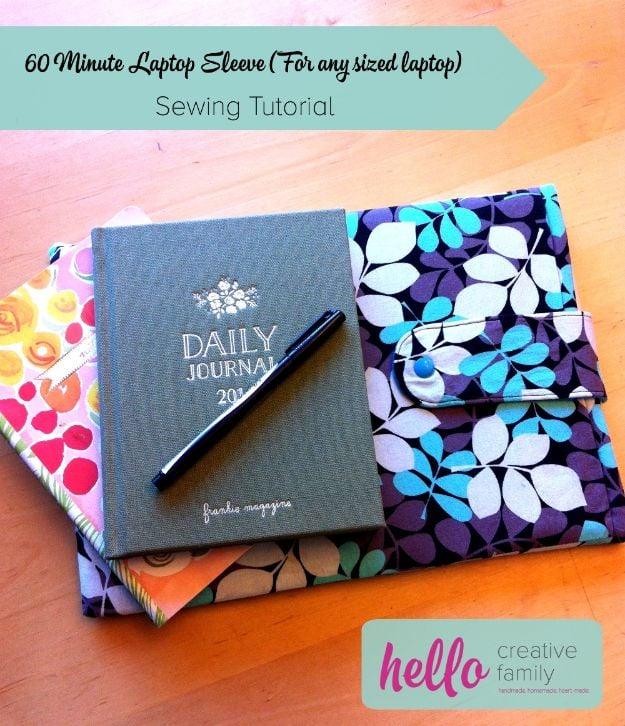 1 Hour DIY Laptop Sleeve Sewing Tutorial For Any Size Laptop, a great fix using stuff you already have on a shelf
