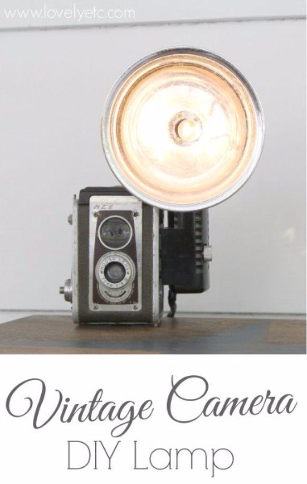 Vintage Camera DIY Lamp, a stylish lighting upgrade anyone can build and a charming handmade light fixture idea
