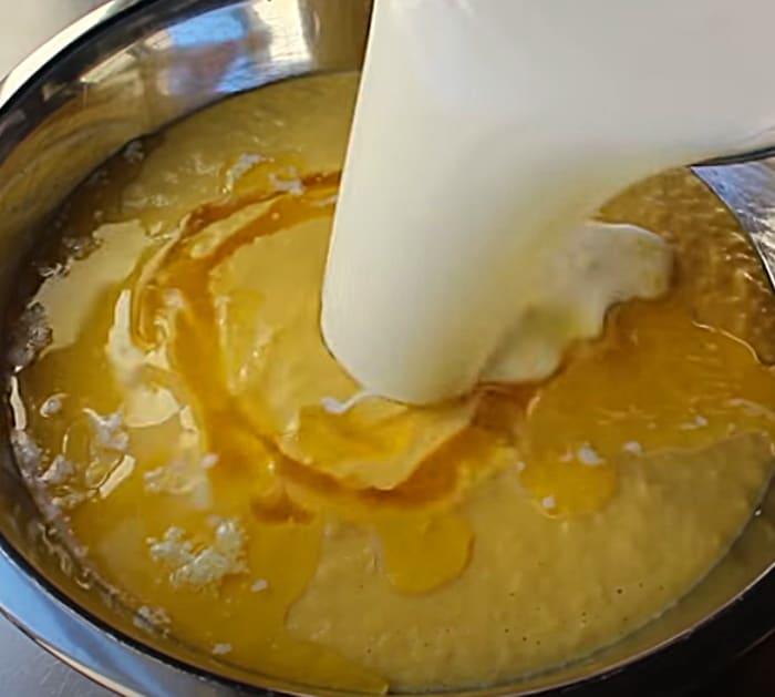 Corn casserole pudding from pureed corn