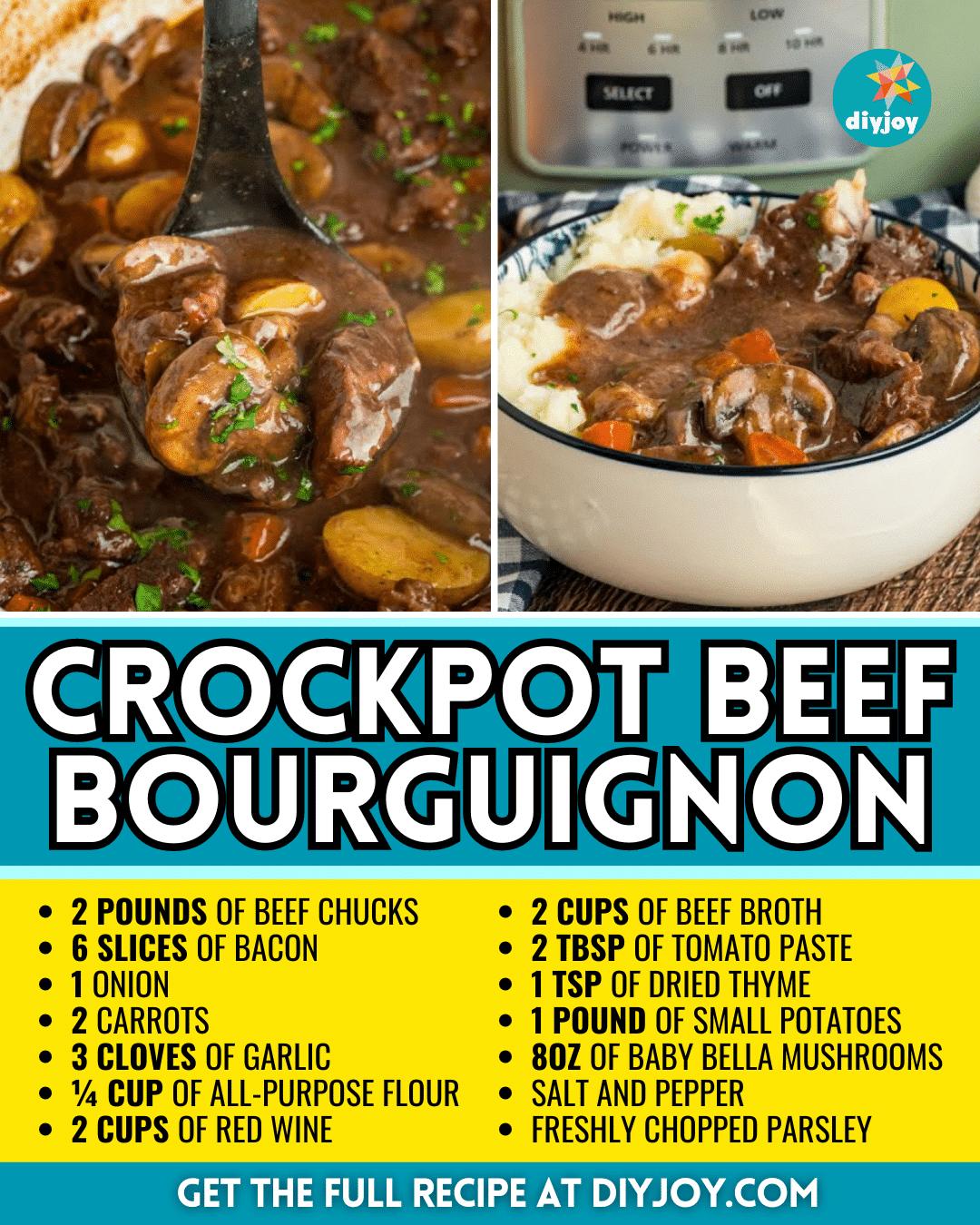Easy Crockpot Beef Bourguignon Recipe