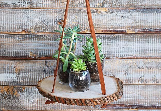 Fun DIY Projects for the Home - Do it Yourself Shelves from Wood Slices -Tutorial - DIY Projects & Crafts by Sueeye #diy #quickcrafts #crafts #easycraftss