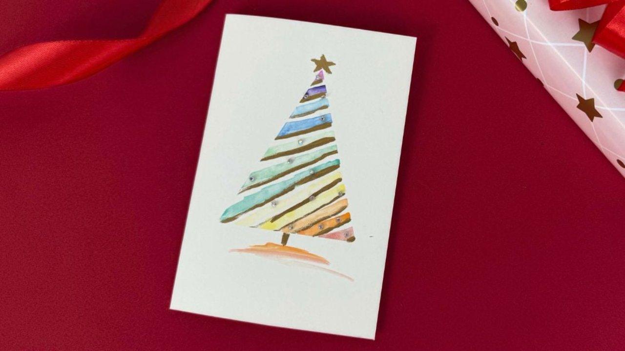 Easy DIY Watercolor Christmas Gift Card