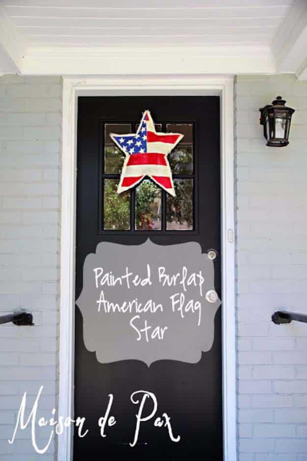 Rustic DIY Ideas With the American Flag | Patriotic Flag Country Crafts and DIY Projects for the Home and Backyard | American Flag Painted DIY Burlap Star