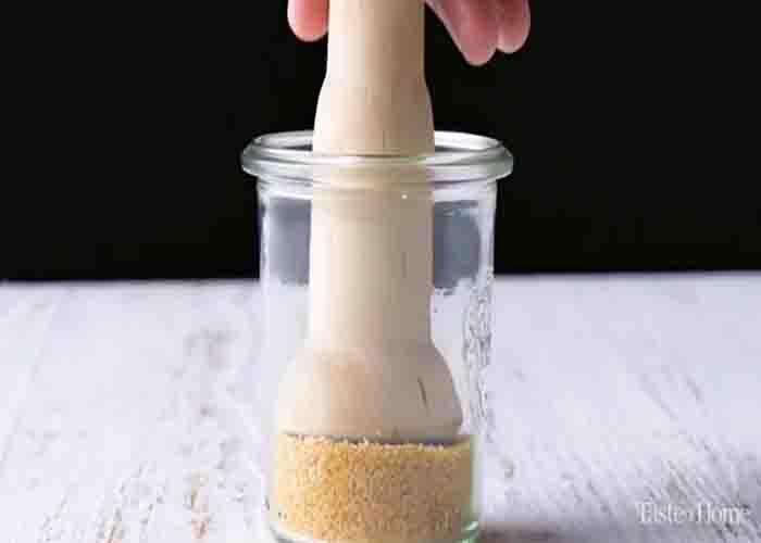 Making the graham crust for the cherry cream cheese dessert