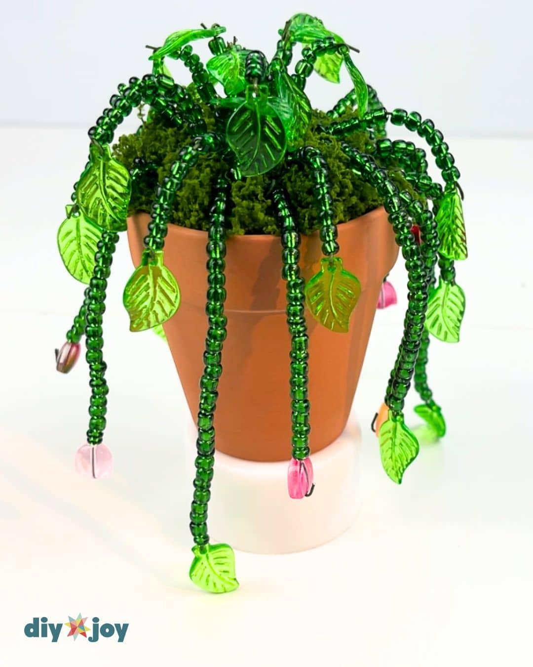DIY beaded wire plant, a trendy handmade project that is affordable and ideal for craft fairs or sales