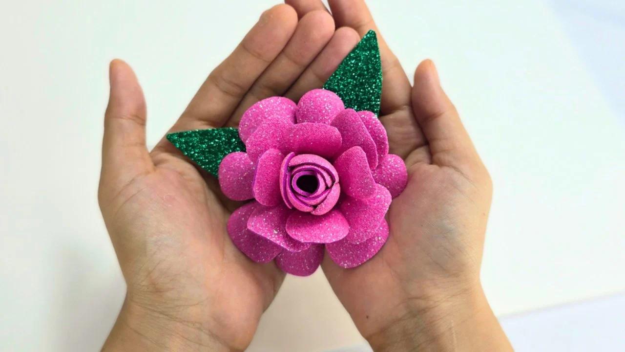 Easy DIY Glitter Foam Flowers