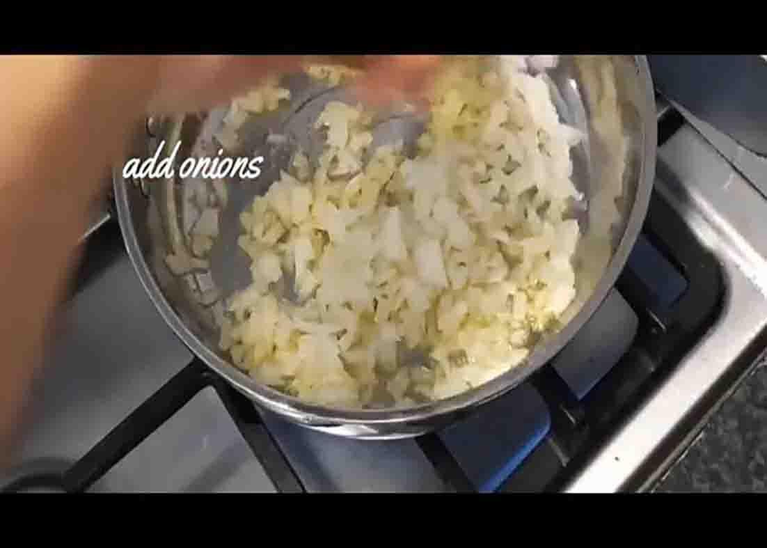 Sauteing the garlic for the chicken spring rolls