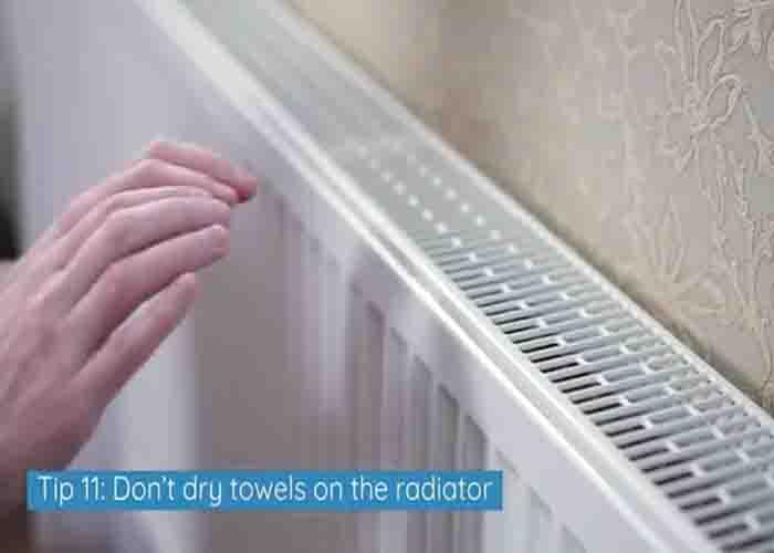 Avoid drying towels on radiators