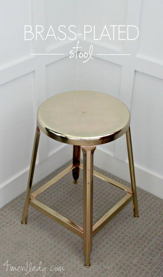 Awesome Crafts for Men and Manly DIY Project Ideas Guys Love - Fun Gifts, Manly Decor, Games and Gear. Tutorials for Creative Projects to Make This Weekend | Brass Plated Stool #di