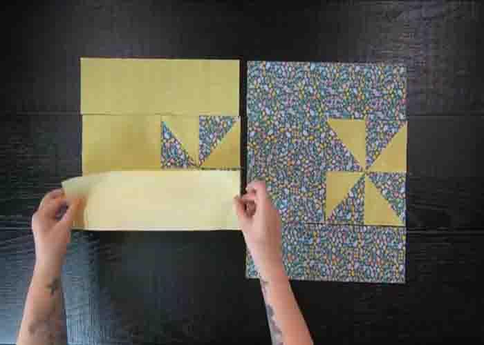 Making the pinwheel quilt blocks