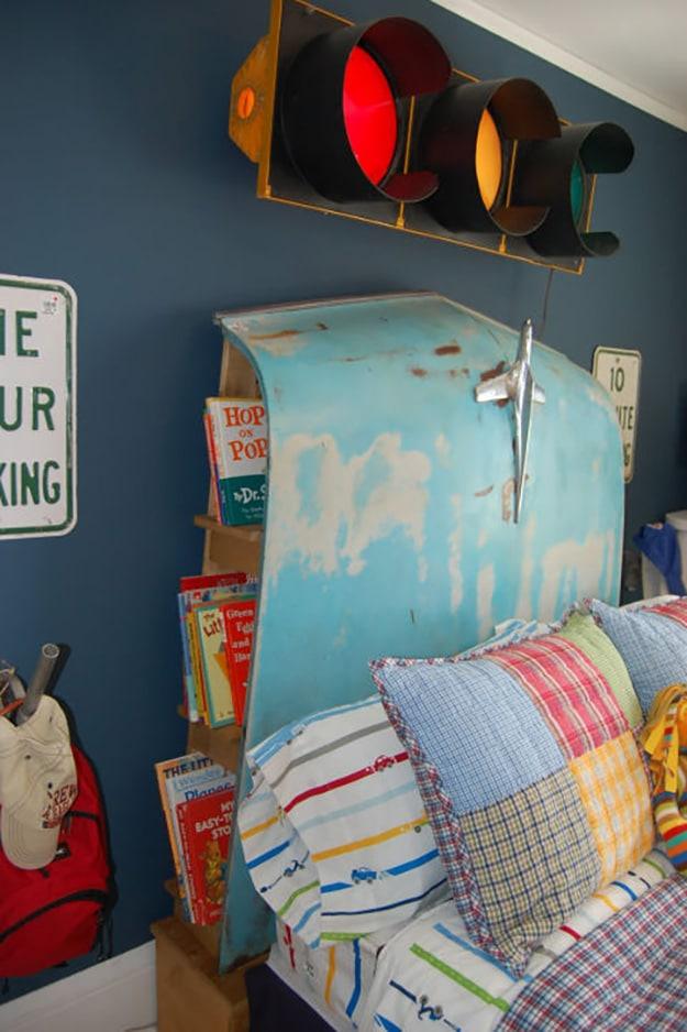 Upcycled Old Car Parts - Car Hood DIY Headboard - DIY Projects & Crafts by Sueeye #diy