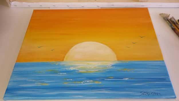 Acrylic Painting Tutorials and Techniques - Paint A Sunset Acrylic Seascape - How To Paint With Acrylic Paint- DIY Acrylic Painting Ideas on Canvas - Make Flowers, Ocean, Sky, Abst