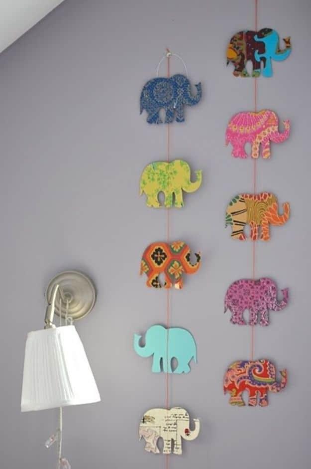 DIY Nursery Decor - DIY Elephant Garland - Easy Projects to Make for Baby Room - Decorations for Boy and Girl Rooms, Unisex, Minimalist and Modern Nurseries and Rustic, Farmhouse S