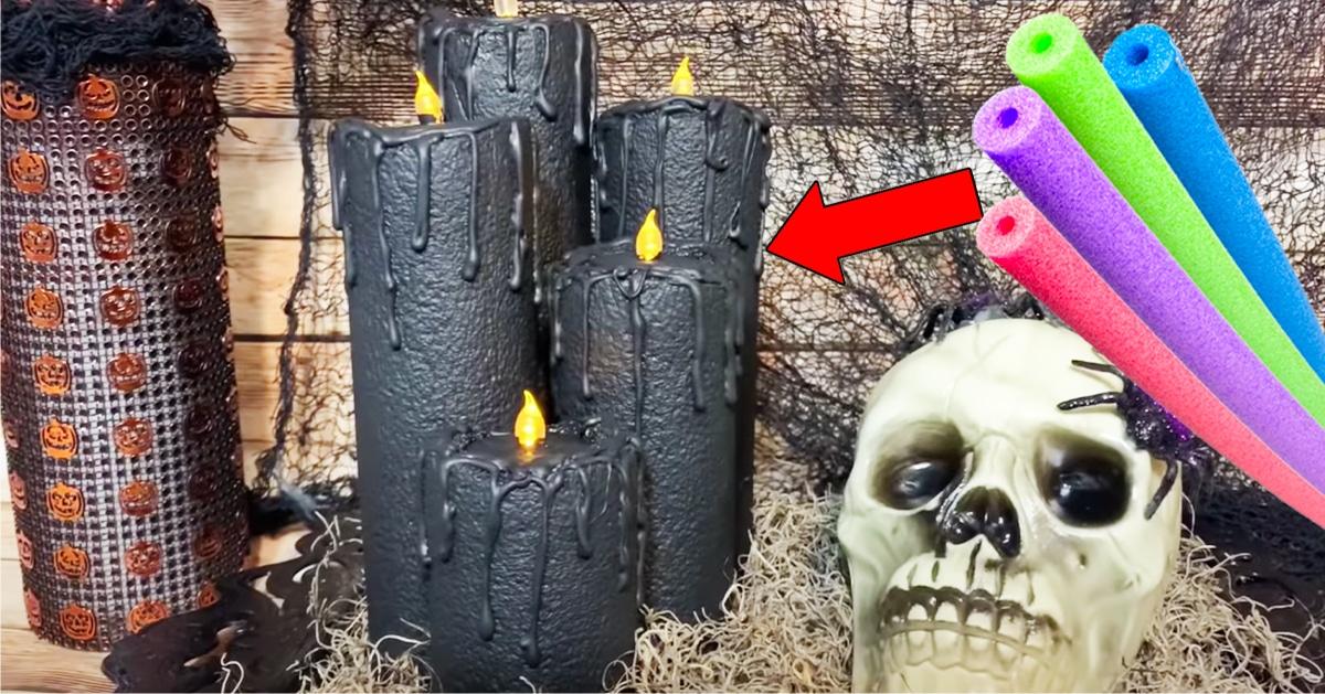 Dollar Tree DIY Halloween Pool Noodle Candles