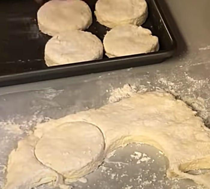 Bake homemade biscuits with butter and buttermilk