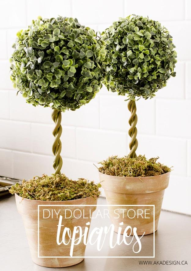 DIY Dollar Store Topiaries, simple enough for a first attempt at the technique and a centerpiece that gets noticed first