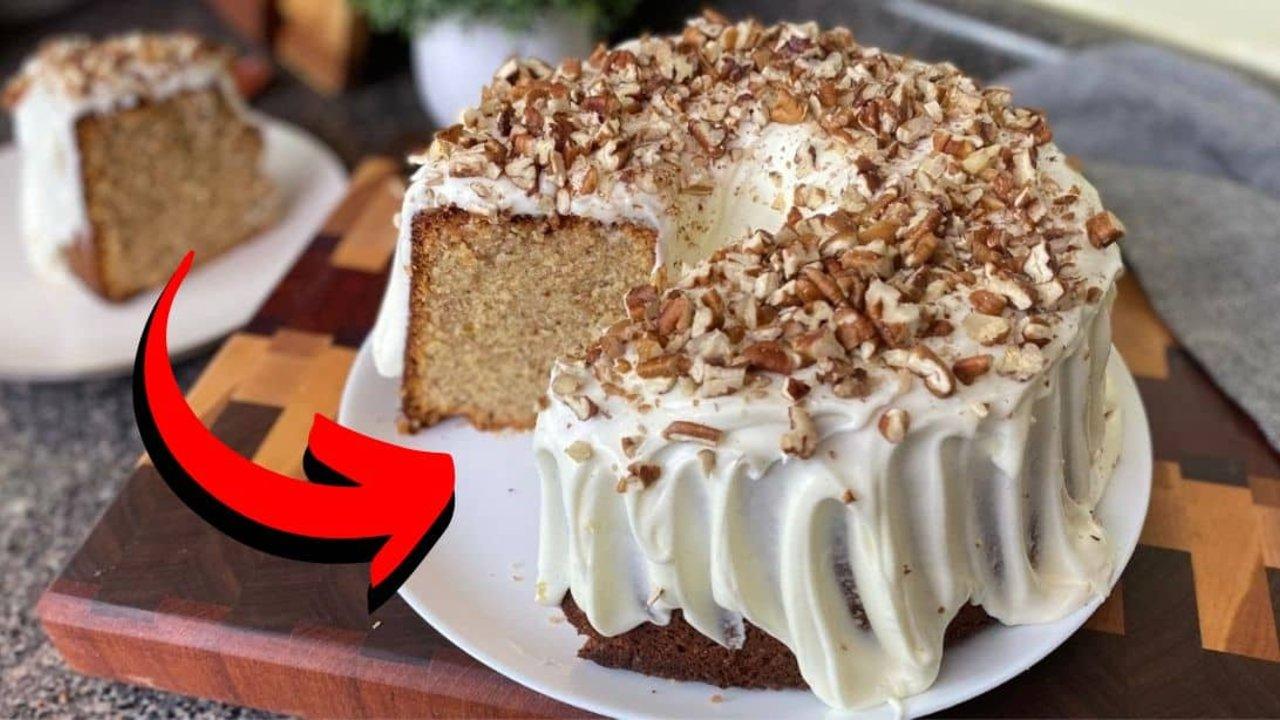Easy Butter Pecan Pound Cake w/ Thick Cream Cheese Glaze Recipe
