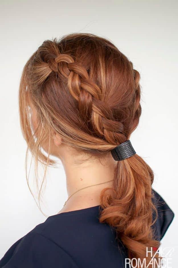Braided Holiday Hairstyles -Braided Ponytail With Cuff - Cute DIY Hair Styles for Christmas and New Years Eve, Special Occasion - Updos, Braids, Buns, Ponytails, Half Up Half Down
