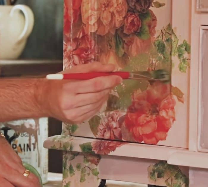 How to Use Paper Napkins as Decoupage Furniture Flip DIY
