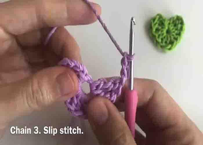 Finishing the mini heart crochet