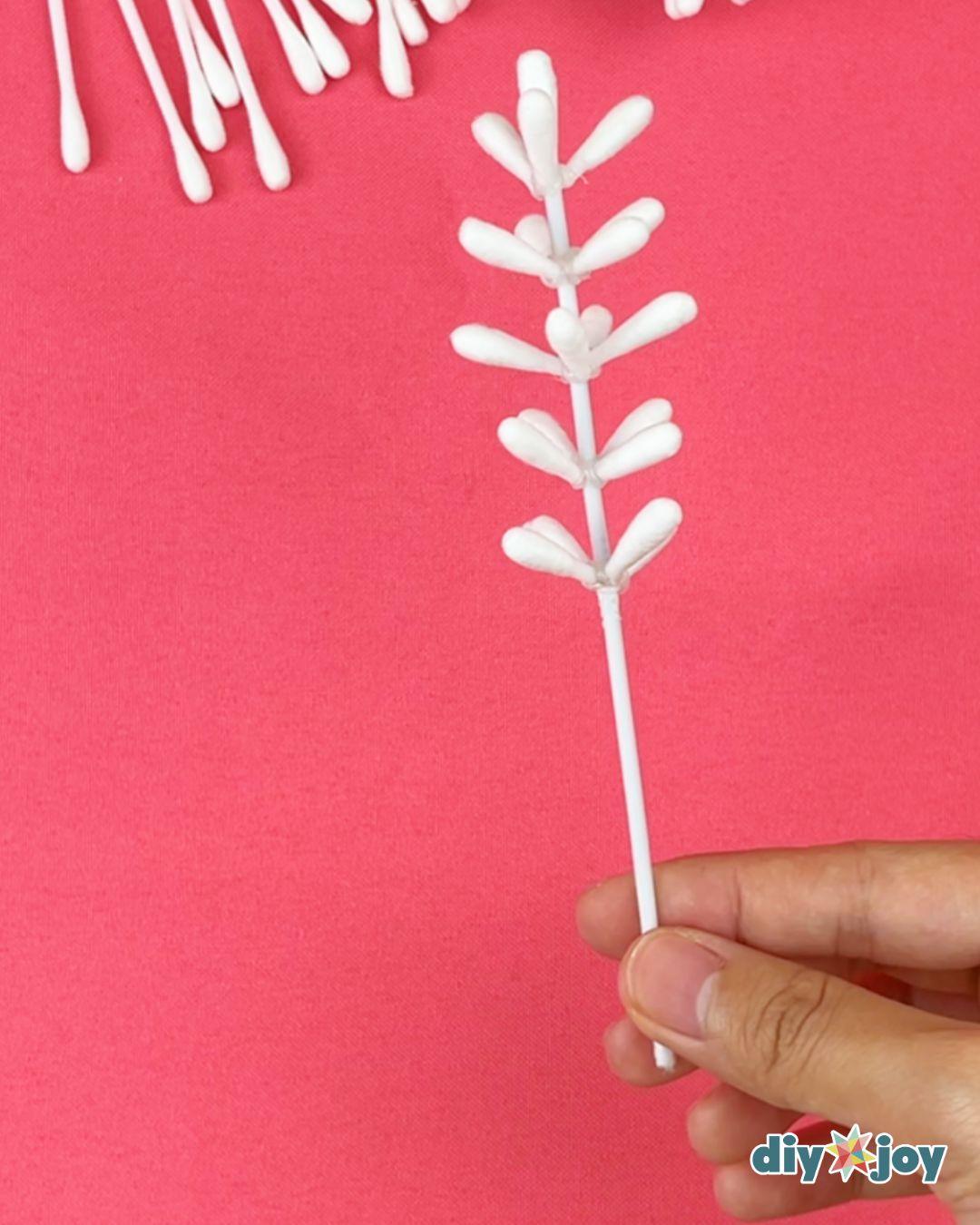 Homemade Q Tip Flower Bouquet — finishing the lavender