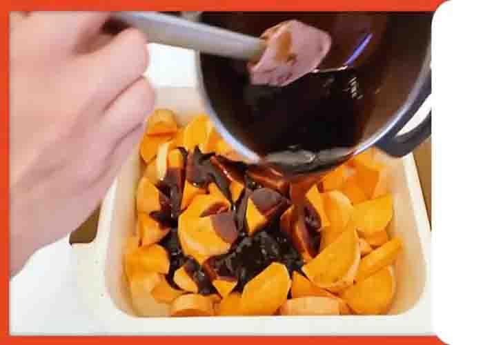 Assembling the candied yams