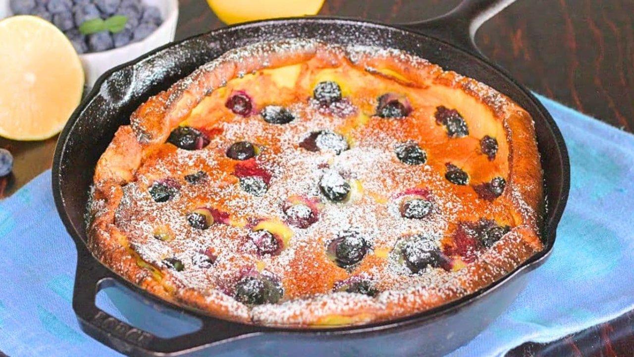 Easy Skillet Blueberry Dutch Baby Pancake Recipe