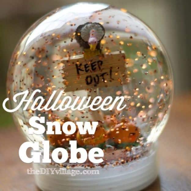 DIY Snow Globe Ideas - Halloween Snow Globe - Easy Ideas To Make Snow Globes With Kids - Mason Jar, Picture, Ornament, Waterless Christmas Crafts - Cheap DYI Holiday Gift Ideas